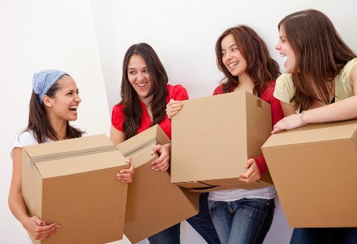 Packed boxes and student essentials ready for removal in St Johns Wood